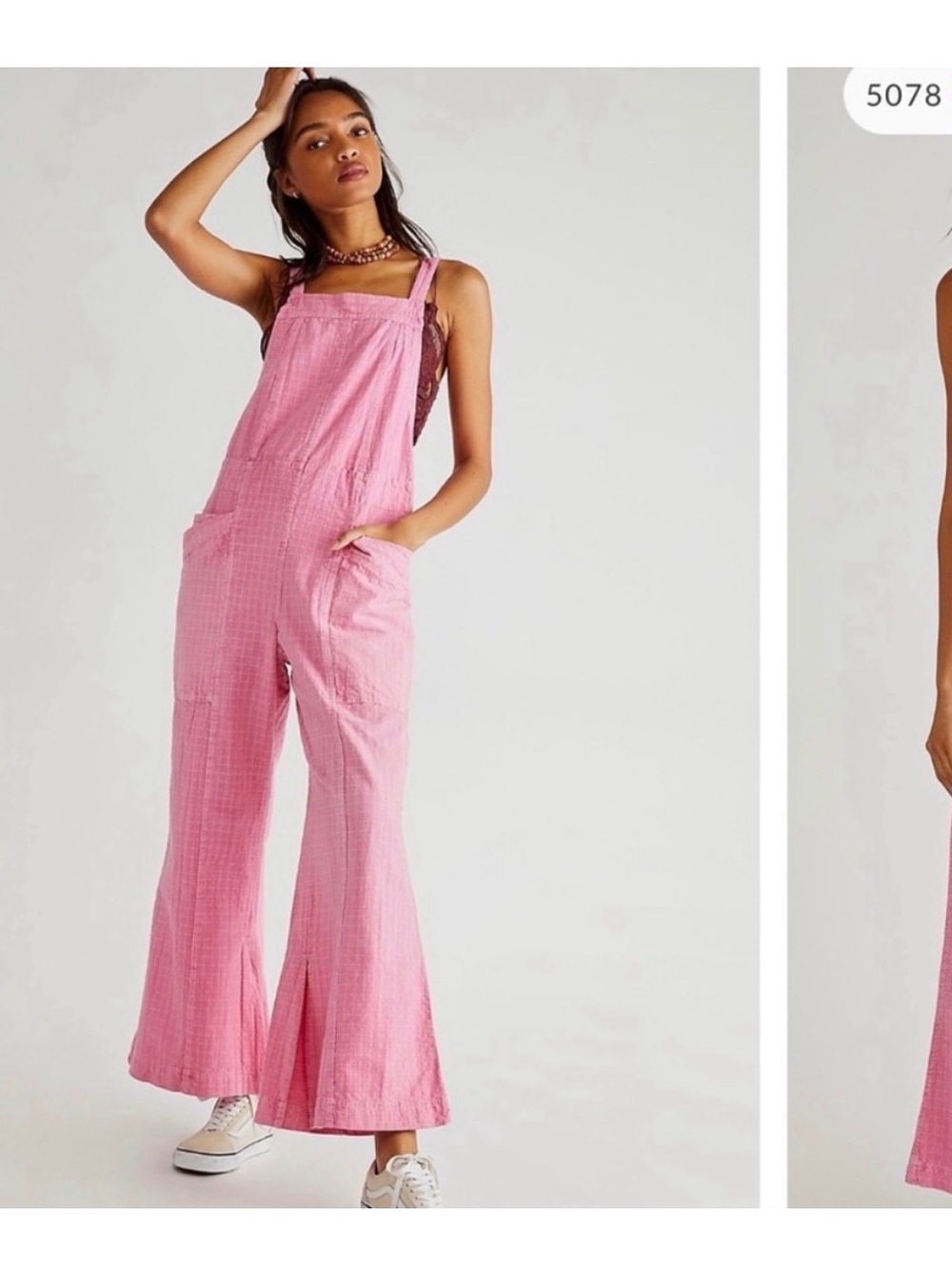 Free People Pink Savannah Overall Cotton Coveralls Jumpsuit Large